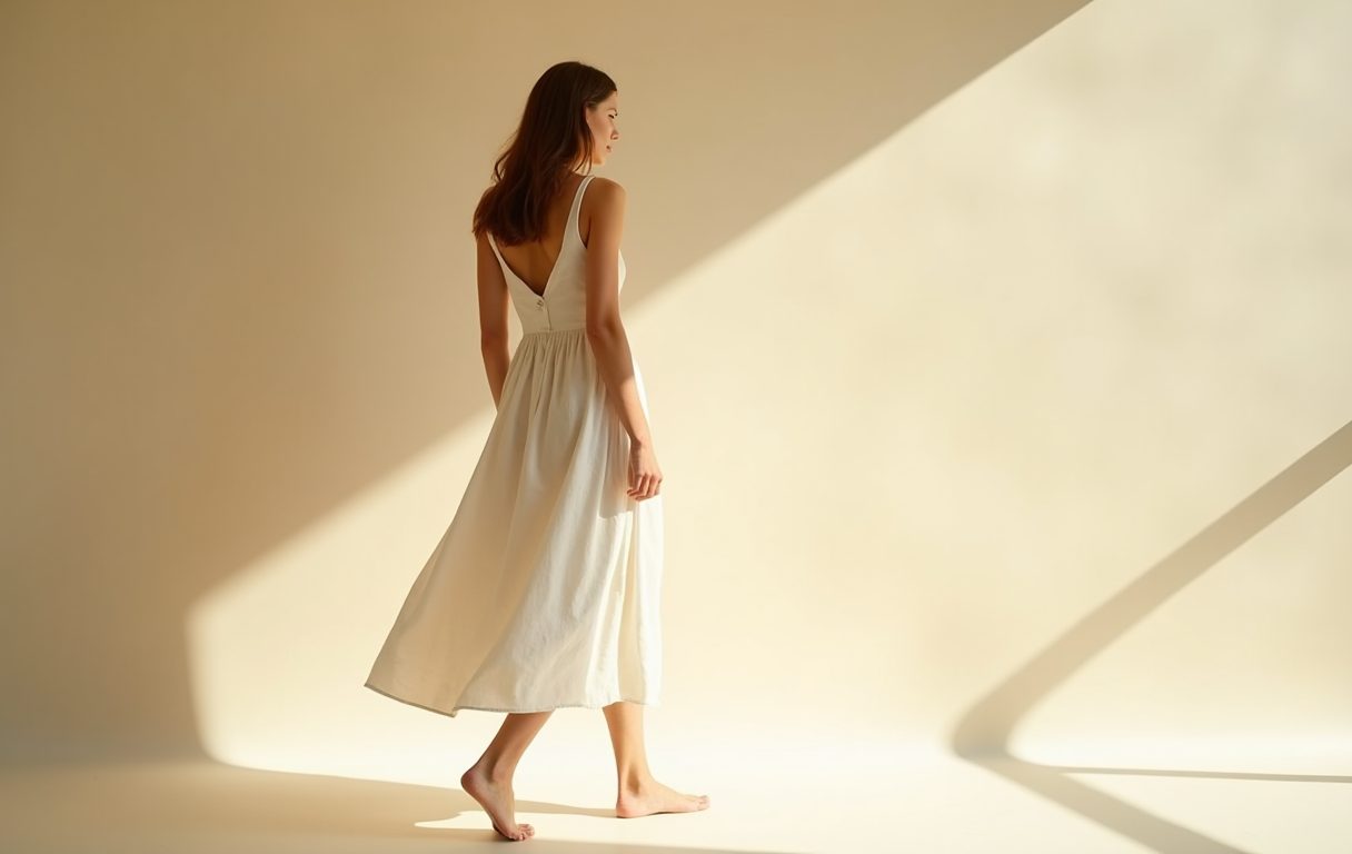 NISHA — vestido de lino ivory, colección 2026